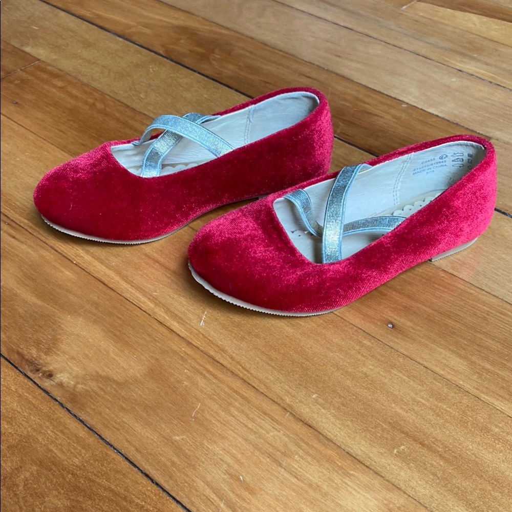 Mini Boden Red Velvet Ballet Flats